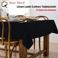 Ladelle Base Navy Linen Look 100% Cotton Tablecloth 150 x 300 cm thumbnail