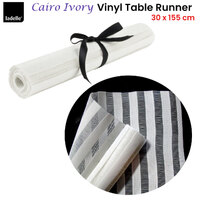 Ladelle Cairo Ivory Vinyl Table Runner 30 x 155 cm thumbnail