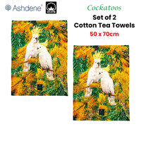 Set of 2 Backyard Beauties Kitchen Tea Towels Cockatoos 50 x 70 cm thumbnail