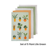 Ladelle Set of 5 Plant Life Cotton Kitchen Tea Towels 50 x 70 cm Blue thumbnail