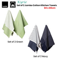 Ladelle Kyrie Cotton Set of 2 Jumbo Kitchen Towels 60 x 80 cm Navy thumbnail