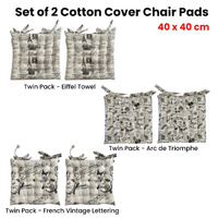 Set of 2 Cotton Cover Chair Pads 40 x 40 cm French Vintage Lettering thumbnail