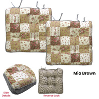 Lylac Homewares Petal Delights Set of 2 Cotton Chair Pads Mia Brown thumbnail