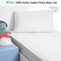 Minikins Junior Cotton Combo Fitted Sheet Set White Single thumbnail