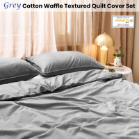 Dickies Cotton Waffle Texture Quilt Cover Set Grey King thumbnail