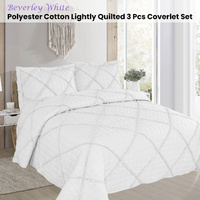 Beverley White 3 Pce Lightly Quilted Polyester Cotton Coverlet Set Queen thumbnail