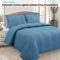 Lewis Blue 3 Pce Lightly Quilted Polyester Cotton Coverlet Set Queen thumbnail