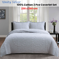 100% Cotton Lightly Quilted Coverlet Set Unity Silver Queen thumbnail