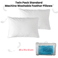 At Home Homewares Pack of 2 Standard Machine Washable Feather Pillows 45 x 70 +13 cm thumbnail