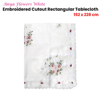 Anya Flowers White Embroidered Cutout Rectangular Tablecloth 152 x 228 cm thumbnail