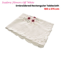 Isadora Flowers Off White Embroidered Rectangular Tablecloth 180 x 275 cm thumbnail