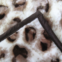 750gsm 3.5kg Double Layer Animal Print Faux Mink Blanket Queen 200x240 cm Taupe Jaguar thumbnail