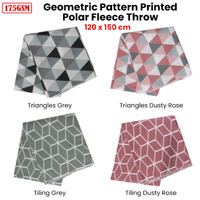 Triangles 175GSM Geometric Pattern Printed Polar Fleece Throw Rug 120 x 150cm Grey thumbnail