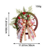 Christmas Red Wooden Wheel Wreath Front Door Hanging Garland Wall Decor(30*30cm) thumbnail