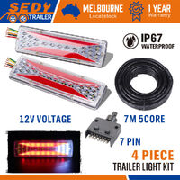 12V LED Trailer Tail Light Kit Pair Plug 7m 5 Core Wire 7 Pin Flat Plug Ute Set thumbnail