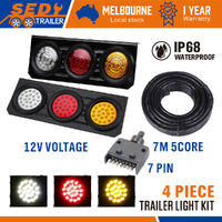 63 LED Trailer Tail Light Kit Pair Plug 7m 5 Core Wire 7 Pin Flat Plug Ute Set thumbnail