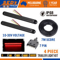 Trailer Tail Light Kit Pair Plug 7m 5 Core Wire Turn Signal 7 Pin Flat Plug Set thumbnail