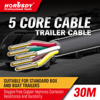 30M x 5 Core Wire Cable Trailer Cable Automotive Boat Caravan Truck Coil V90 PVC thumbnail