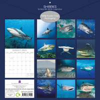 Sharks - 2025 Square Wall Calendar Pets Animals 16 Months Premium Planner Gift thumbnail