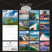 Travel the World 2025 Square Wall Calendar 16 Months New Year Xmas Planner Gift thumbnail