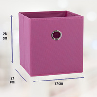 SORTI 27x28x27 CM Dark Pink 8-Pack Foldable Storage Cubes - Fabric Bookcase Organizers for Toys and More thumbnail