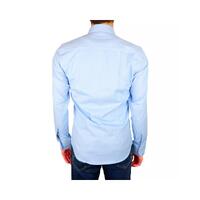 Milano Solid Color Shirt in Light Blue - Soft Satin Fabric - 100% Cotton 39 IT Men thumbnail