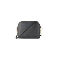 Michael Kors Women's Jet Set Travel Medium Leather X Cross Dome Crossbody Handbag (Black Solid/Gold) - One Size thumbnail