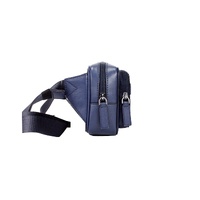 Michael Kors Women's Cooper Small Navy Blue Smooth Leather Double Zip Belt Bag - One Size thumbnail