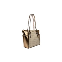 Michael Kors Women's Charlotte Large Leather Top Zip Tote Bag Purse Rose Gold - One Size thumbnail
