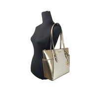 Michael Kors Women's Charlotte Large Leather Top Zip Tote Bag Purse Gold - One Size thumbnail
