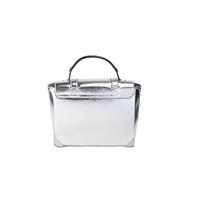 Michael Kors Women's Manhattan Medium Silver Leather Top Handle Satchel Bag - One Size thumbnail