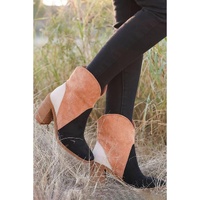 Black Colorblock Suede Heeled Ankle Booties - 39 EU thumbnail