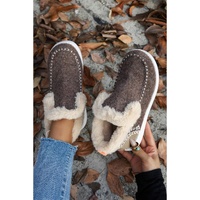 Coffee Suede Stitching Patchwork Plush Lined Anklet Boots - 40 EU thumbnail
