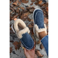 Blue Suede Stitching Patchwork Plush Lined Anklet Boots - 42 EU thumbnail