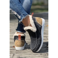 Carbon Grey Suede Stitching Patchwork Plush Lined Anklet Boots - 40 EU thumbnail