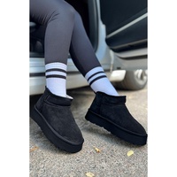 Black Faux Fur Lined Suede Ankle Snow Boots - 40 EU thumbnail