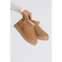 Chestnut Faux Fur Lined Suede Ankle Snow Boots - 37 EU thumbnail