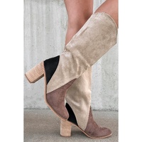 Coffee Suede Calf Length Chunky Heel Boots - 40 EU thumbnail