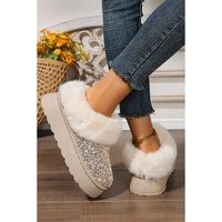 Gold Sequin Plush Lined Thick Sole Snow Boots - 37 EU thumbnail