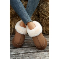 Chestnut Plush Suede Trim Thick Sole Flat Snow Boots - 40 EU thumbnail