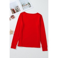 Red Solid Top and Christmas Pants Two Piece Lounge Set - XL thumbnail