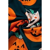 Orange Halloween Pattern Short Sleeve Shirt Pajama Set - S thumbnail