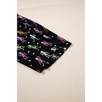 Black Halloween Pattern Short Sleeve Shirt Pajama Set - M thumbnail