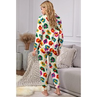 Apricot Leopard Print Long Sleeve Top and Skinny Pants Lounge Set - M thumbnail