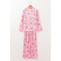 Pink Santa Claus Snowflake Long Sleeve Shirt Christmas Pajama Set - L thumbnail
