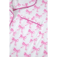 Pink Bowknot Printed Short Sleeve and Ruffled Shorts Valentines Pajama Set - XL thumbnail