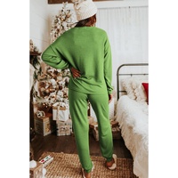Spinach Green Sequin Christmas Stockings Graphic Two Piece Lounge Set - XL thumbnail