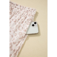 Beige Cheetah V Neck Tee and Pants Lounge Set - L thumbnail
