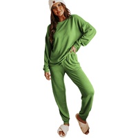 Spinach Green Long Sleeve Pullover and Jogger Pants Lounge Set - M thumbnail