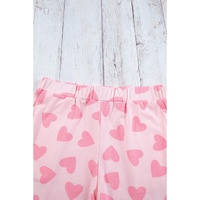 Pink Valentine Heart Shape Print Long Sleeve Top Shorts Lounge Set - S thumbnail